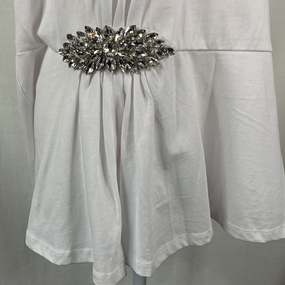 Express Sleeveless White Peplum Top with Rhinestone Waist Embellishment- NWT - Picture 5 of 12